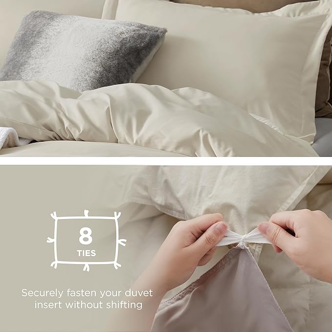 Bedsure Duvet Cover Twin/Twin XL Size - Soft Double Brushed Bedding Set for Kids & Adults, Zipper Closure, 2 Pieces, Includes 1 Duvet Cover (68"x90") & 1 Pillow Sham, NO Comforter, Linen