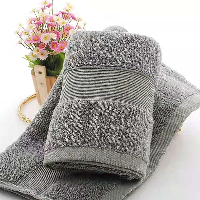 PUPOPIK 2 Pack Hand Towels for Bathroom (14 x 30 Inch)-100% Cotton Hand Towel, Highly Absorbent and Quick Dry Face Washcloth, Home Soft Premium Towel for Hotel, Bath, Kitchen and Spa(Gray)