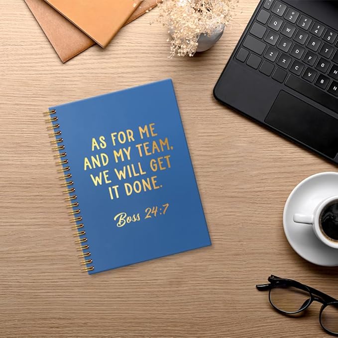 Msticey As For Me And My Team We Will Get It Done 160 Blank Pages Navy Blue Hardcover Spiral Notebook, Appreciation Gifts for Women Manager Supervisor Leader Coworker Colleague, Funny Boss Day Gifts