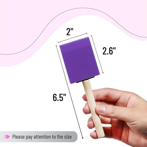 Bates Foam Paint Brushes - 16 Pack Violet Sponge Brushes for Effortless Painting & Staining