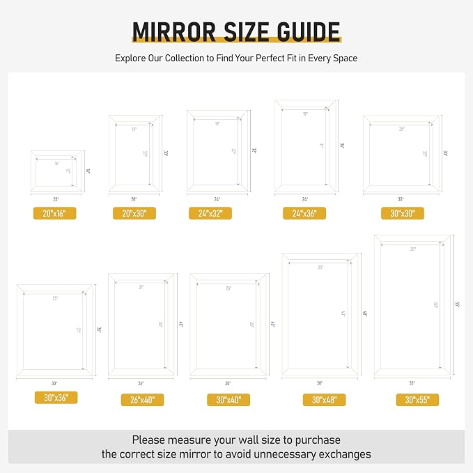 CULER White Wall Mirror for Bathroom,Rectangle 55 x 30 inch Hanging Vanity Dressing Mirrors for Living Room,Bedroom,Entryway
