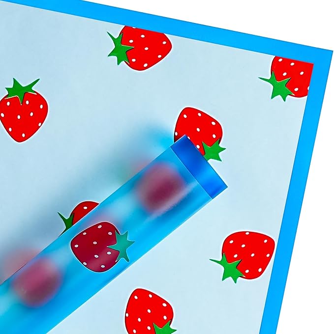 WRAPAHOLIC 20 Sheets Flower Wrapping Paper - 22.4 x 22.4 inch Blue Strawberry Water-Resistant Floral Bouquet Wrapping Paper, Florist Supplies Packaging for Graduation Ceremony Gift DIY