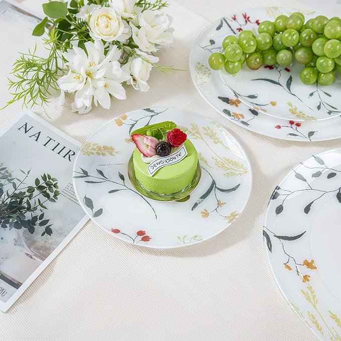 U-QE 50Pcs Wildflower Plastic Plates - Spring Floral Plates Disposable Heavy Duty, Fancy Floral Pattern Perfect for Weddings, Tea Parties, Holidays - 10.25" Dinner Plate & 7.5" Dessert Plate