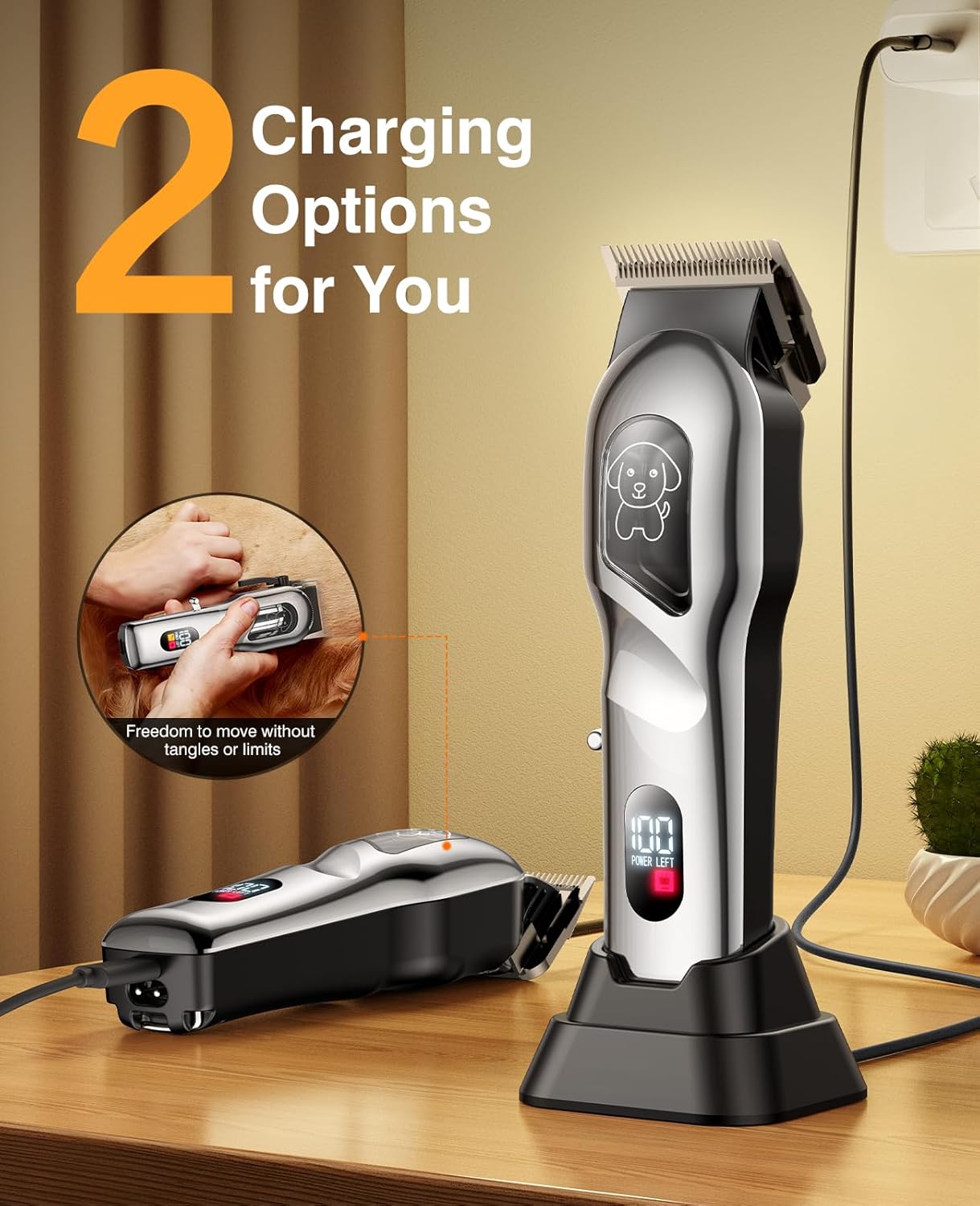 Skiennix Dog Clippers - Professional Grooming Kit for Thick Hair | Low Noise, Cordless Trimmer