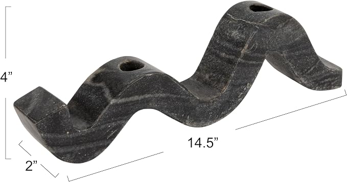 Bloomingville Marble Wave Double Taper Candle Holder, Grey