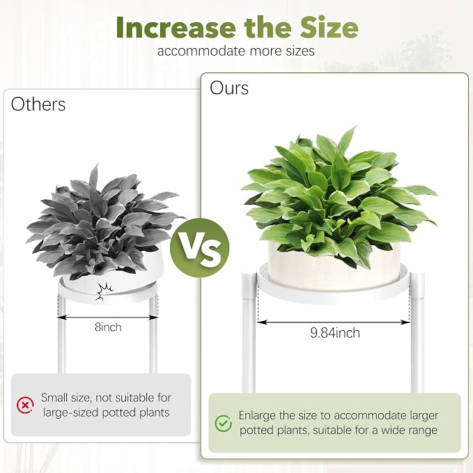 3 Tier Metal Plant Stand Indoor Outdoor, JOPBENG Corner Plant Shelf with 10 Inch Wide Tray,Flower Pot Display Holder Iron Rack Organizer Stand for Living Room Office Garden Patio Balcony Bedroom White