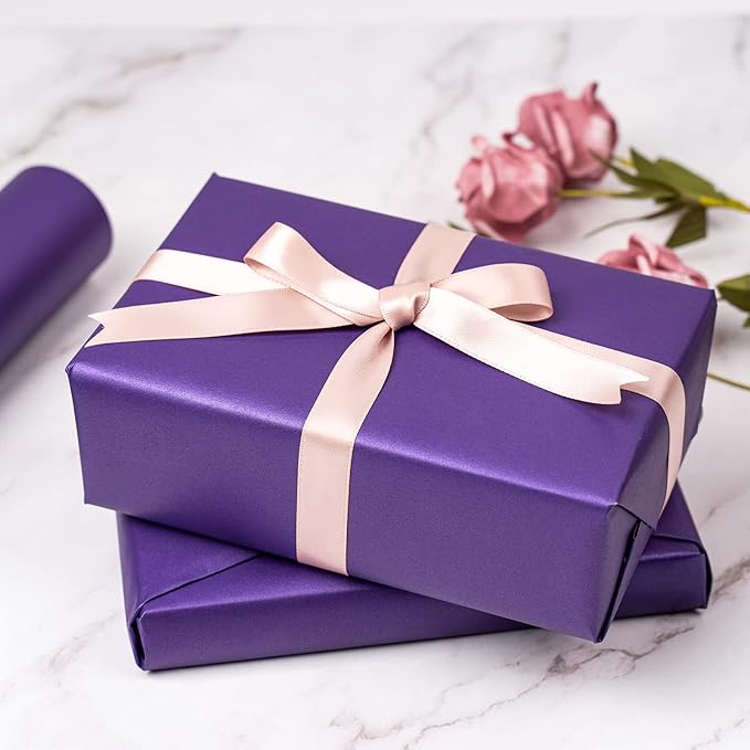 RUSPEPA Purple Matte Wrapping Paper - Solid Color Pearly - luster Paper Perfect for Wedding, Birthday, Christmas, Baby Shower -17 Inches X 32.8 Feet