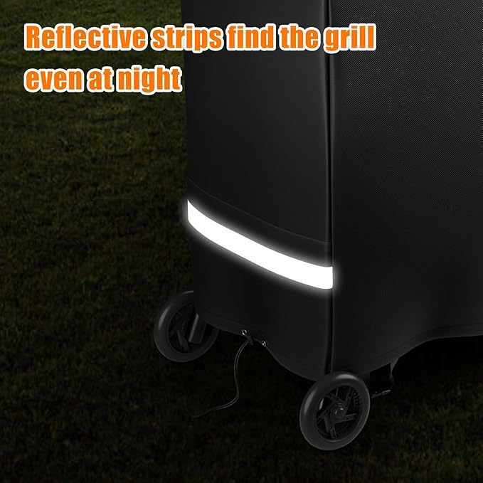 Hisencn Grill Cover for Recteq Bullseye RT-B380 RT-B380X Wood Pellet Grill Smoker, Heavy Duty Waterproof Grill Cover with Reflective Strips, Moisture Proof Vents and Adjustable Drawstring, Outdoor BBQ