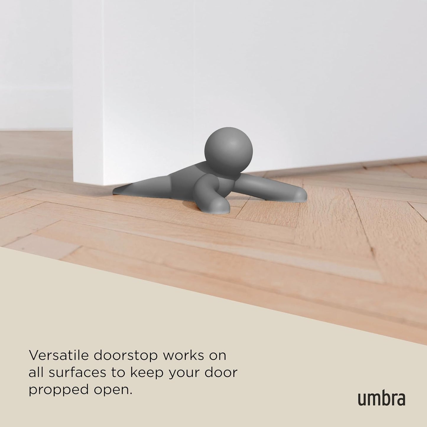 Umbra Buddy Door Stop - Heavy-Duty, Flexible Design with Soft-Touch Finish - Grey, 2-Pack