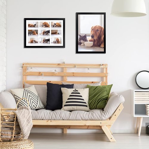 HORLIMER 4x6 Picture Frame Set - 9 Openings Multi Photo Collage in Black for Versatile Wall Display