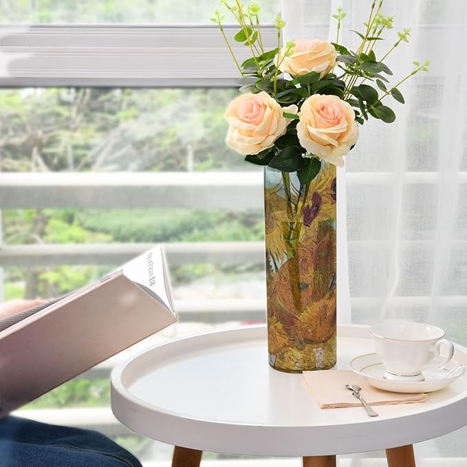 Vase Plastic Vase Elegant Cylinder Flower Vase Shatterproof Decorative Centerpiece for Home Table Office Weddings Events (11.8 x 3.9 in)