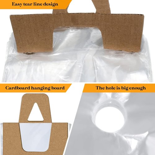 Henoyso Clear Door Hanger Bags - 1000 Pcs Waterproof Plastic for Flyers & Notices | 6 x 9 Inch