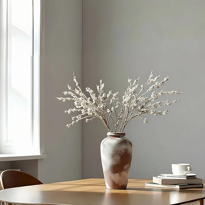 Large Ceramic Vase, 11 inch Minimalist Vase for Home Decor, Handmade Farmhouse Flower Vase for Table Centerpiece, Wedding, Living Room, Kitchen Decoration, Shelf Decor (Rust)