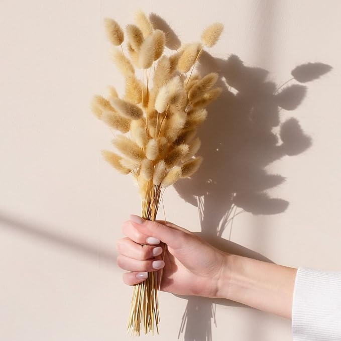 120 PCS Bunny Tails Dried Flowers, Dried Pampas Grass Bouquet, Boho Table Decor, White Pampas Grass small, dried bunny tails, Pampas Grass for Wedding, Home, Rustic Party, Baby Shower Decorations