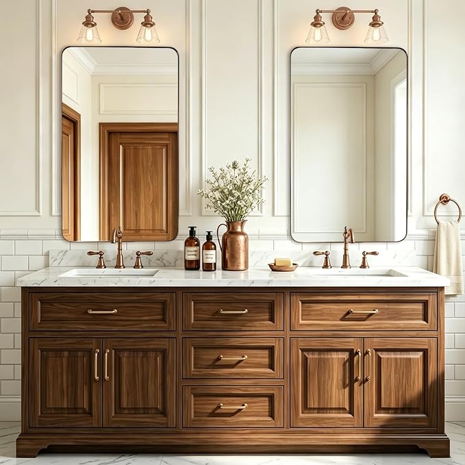 ANDY STAR Bronze Bathroom Mirror for Wall, 24X40” Bronze Wall Mirror for Vanity, Rounded Rectangle Mirror, Oil Rubbed Bronze Metal Modern Stainless Steel Frame, Hang Vertically or Horizontally