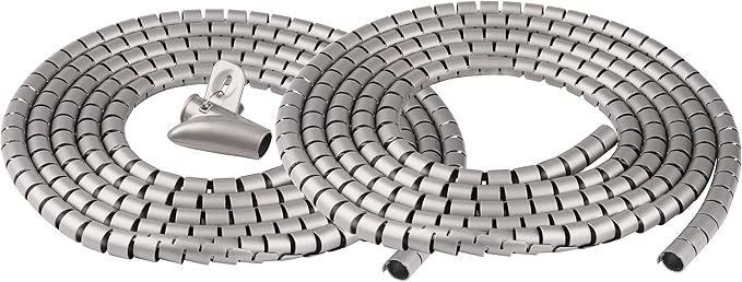 Cable Management Sleeve 19.7ft Cable Organizer Coiled Tube Wire Wrap Cable Sleeve for Home Office PC TV Silver