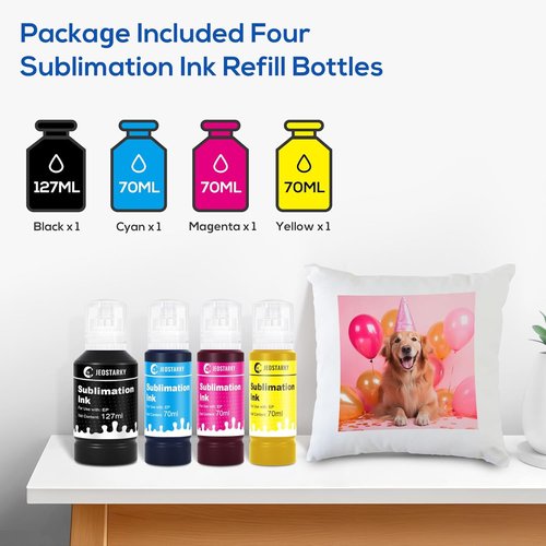 Epson Sublimation Ink Refill Bottles - Compatible with ET Series Printers | 4-Pack for Heat Press Transfer