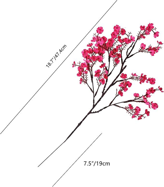 Mandy's Hot Pink Artificial Baby’s Breath European Flowers 6 Bundles Silk Gypsophila with Bendable Stems for Fall Thanksgiving & Christmas Centerpiece Wedding Decor and Table Arrangements