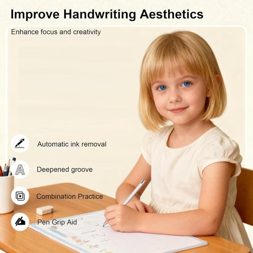 Grooved Cursive Handwriting Workbook by [Brand Name] - 2 Pack Reusable Practice Books for Kids Ages 8-12