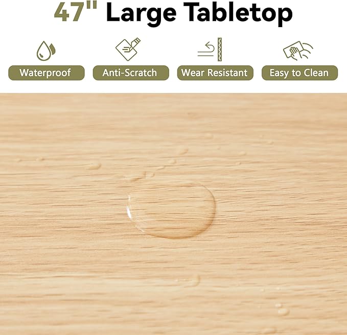 weselon Farmhouse Round Fluted Dining Table for 4, 47 Inch Circle Kitchen Table with Wooden Pedestal Base, Dinner Tables for Home Living Room Kitchen (Natural)