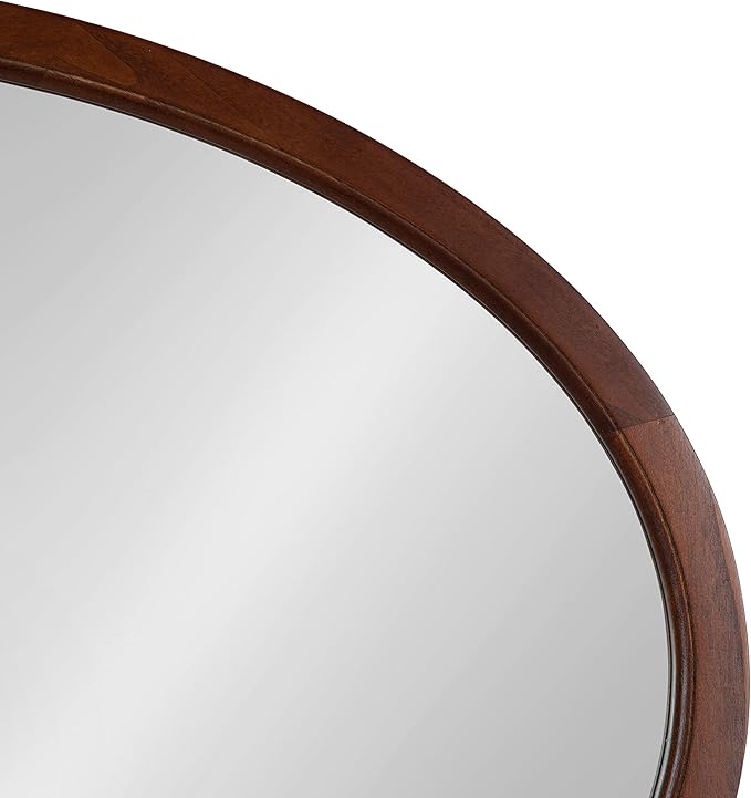 Kate and Laurel Hogan Farmhouse Oval Framed Wall Mirror; 24 x 36; Dark Walnut; Decorative Traditional Wood Mirror with Soft Curvature and Modern Oval Shape