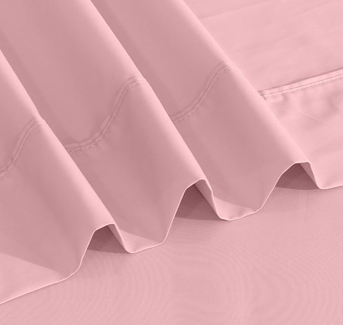 RUVANTI 100% Cotton Full Size Bed Sheets, 4 Pieces, Soft & Breathable Percale Weave Bedding, Deep Pocket 16", Hotel Standard, Crisp Cool Feel, Durable, Perfect Sheet Set Dyed, Bridal Rose