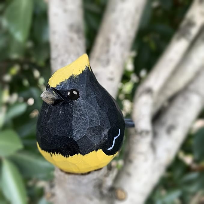Bird Figurines Hand Carved Painted Wooden Statues for Home Decor, Gift for Bird Lovers,Housewarming, Birthday, Christmas, Anniversaries (NO.19-Sultan tit)