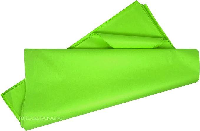 Flexicore Packaging® | Gift Wrap Tissue Paper | Size: 15"x20" | 100 Sheet | Acid Free Bulk Tissue Paper | (Lime Green)