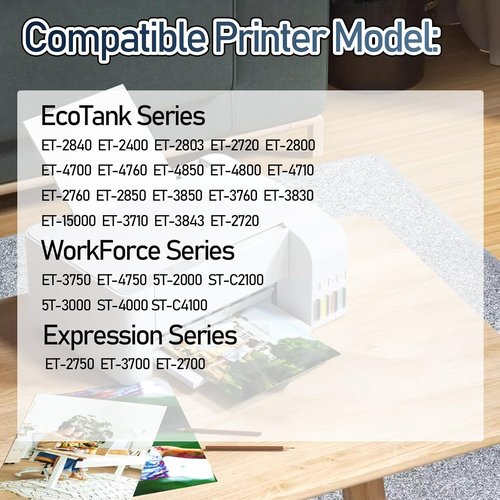 Epson Compatible 522 Ink Refill Bottles - Black Color Replacement (6 Pack, 600ml) for ET-2800, ET-4800, ET-2750