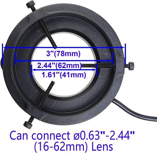 Regine Switzerland LED Ring Light Illuminator - USB 5V, 144 Adjustable Color Temperature, 4 Zone RGB for Microscopes