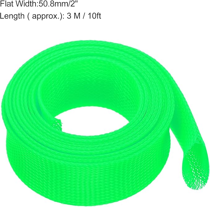 uxcell Expandable Sleeving, 2-inch 10ft Cable Sleeve, Green