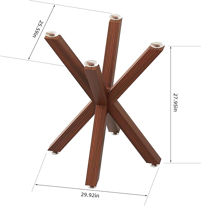 Metal Table Legs 28 Inch, Artistic Heavy Duty Dining Table Base with Suction Cups & Pre-Drilled Holes, Fits Glass Marble Wood Tops, DIY Desk Coffee Table Legs, 1000LBS Capacity, Walnut Colour