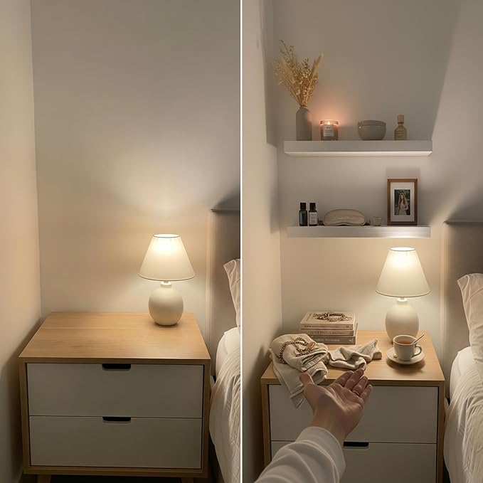 BAOBAB WORKSHOP Wood Floating Shelves for Wall Mounted, 16 inch White Floating Shelf for Bathroom, Solid Wooden Wall Shelves for Kitchen Bedroom Farmhouse, White Finish, 16 x 6.7, Set of 2