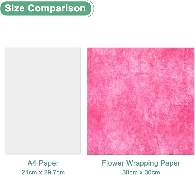 M METERXITY 114-Sheet Korean Cotton Wrapping Flower Paper, 11.8 Inch/ 30cm Waterproof Floral Wrapping Cotton Paper for Bouquets/Gift Packaging [Hot Pink]