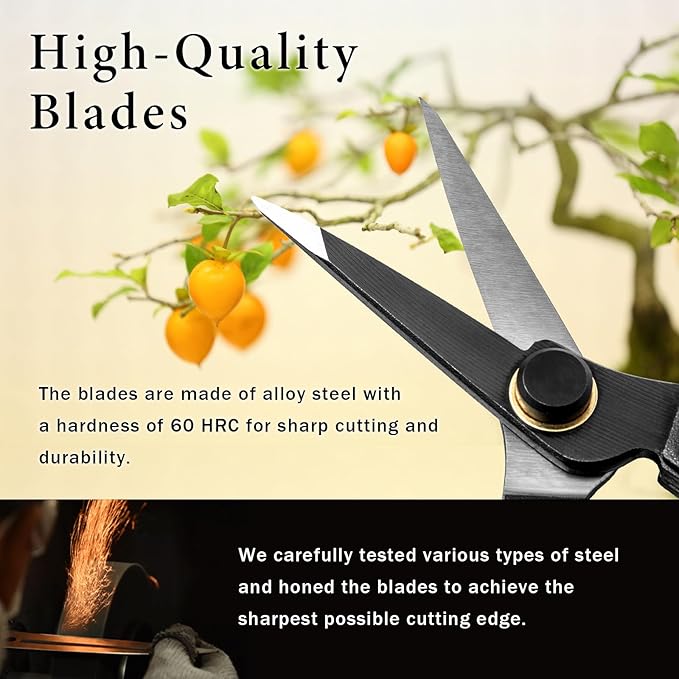 Professional Forged 8.2" Japanese Bud Cutting Pruning Shears Garden Flower Trimming Scissors Made in Japan (Single-blade)