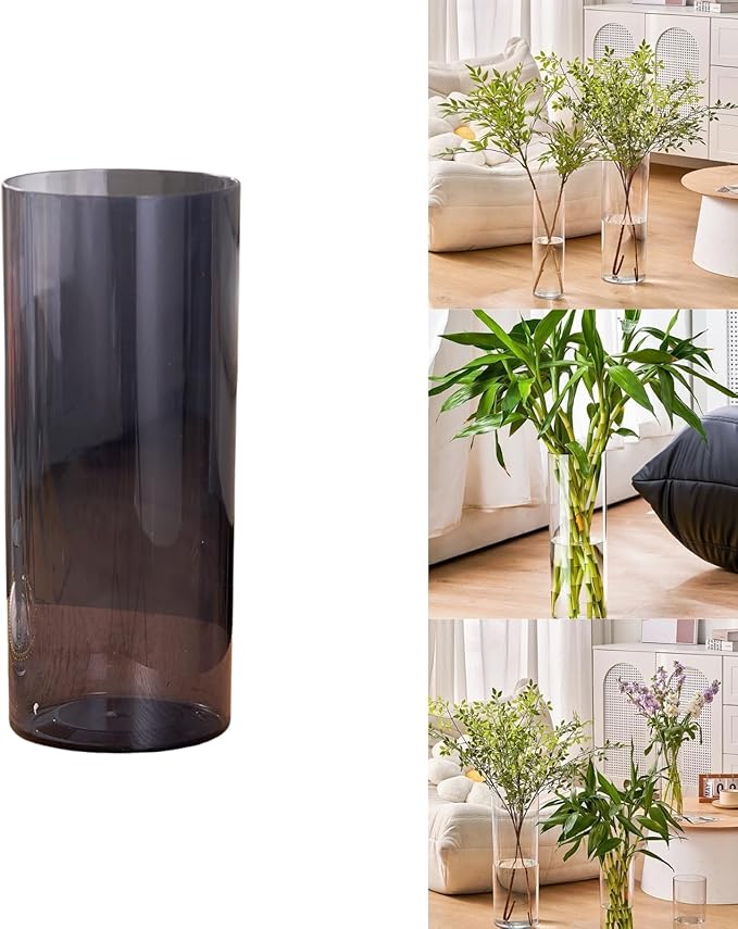 Clear Acrylic Flower Vase, Modern Unbreakable Decorative Cylinder Vase for Wedding Bouquets, Centerpieces, and Home Decor - 12cm Diameter, 25cm Height
