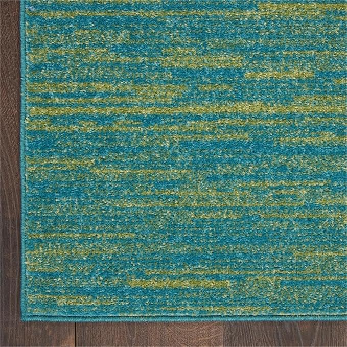 Nourison Home Essentials Blue Green 2'2" x 16' Area Rug Easy Clean, Non Shedding, Bed Room, Living Room, Dining Room, Kitchen (16' Runner)