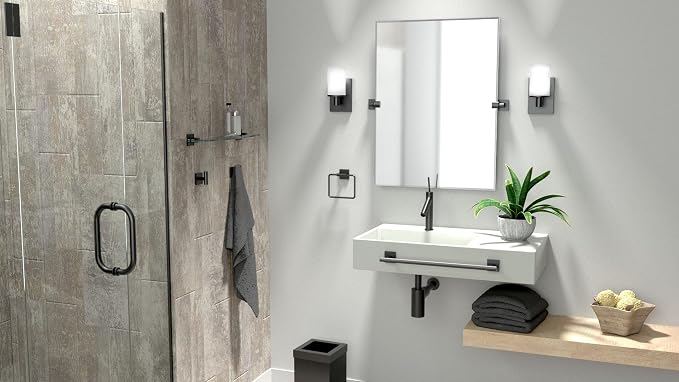 Gatco 5610MX Mode Wall Mounted Towel Bar, 24-Inch Matte Black Bathroom Towel Holder, Modern Bath Towel Rack for Hand Towels, Bath Towels & Guest Bathroom Organization, Contemporary Bathroom Hardware