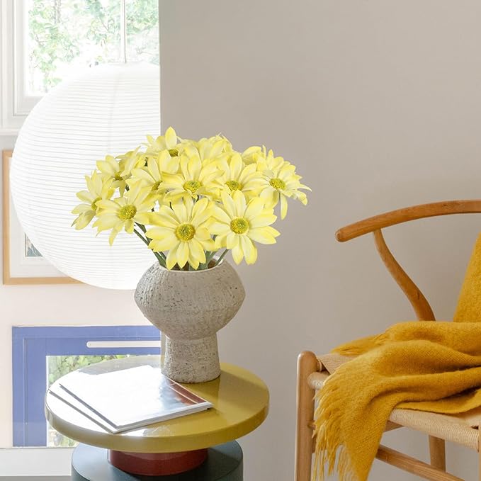 IPOPU 15pcs Daisies Artificial Flowers Faux Yellow Daisies Flowers 12" Fake Wildflowers Flower Silk Flowers for Floral Arrangements Wedding Home Garden Decor (Yellow)