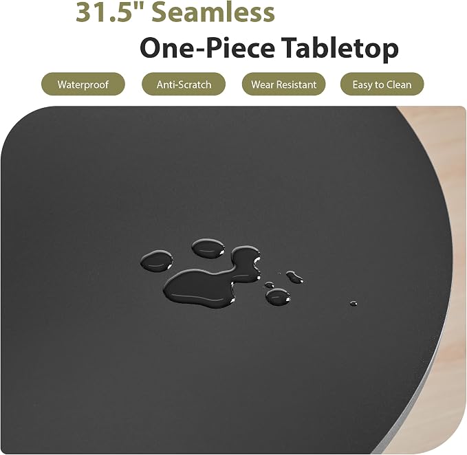 31.5" Round Dining Table for 2-4, Modern Kitchen Table with 2-Tier Storage Shelf, Small Wooden Circle Dining Tables with Fluted Base for Home Dining Room Living Room (Black)