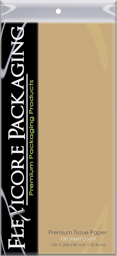 Flexicore Packaging Desert Tan Gift Wrap Tissue Paper Size: 15 Inch X 20 Inch | Count: 100 Sheets | Color: Desert Tan