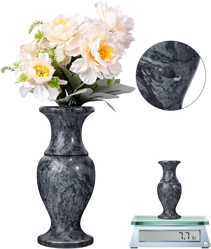 Natural Marble Cemetery Vases for Grave Heavy Headstone Vases for Cemetery is Used to Display Flowers and Artificial Flowers, Suitable for Decorating Cemeteries and Memorial Tombs
