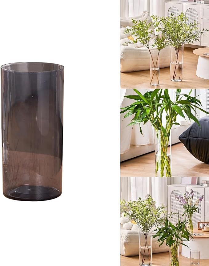 Clear Acrylic Flower Vase, Modern Unbreakable Decorative Cylinder Vase for Wedding Bouquets, Centerpieces, and Home Decor - 10cm Diameter, 30cm Height