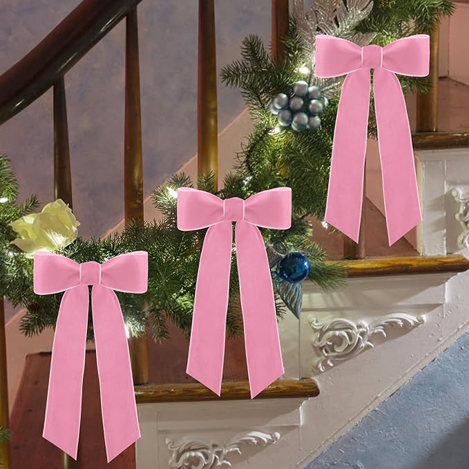 10 Yards Pink Velvet Ribbon 1 1/2 Inch for Christmas Tree,Light Pink Velvet Christmas Ribbon for Gift Wrapping Crafts Bow Wreath Holiday Decorations (Pink)