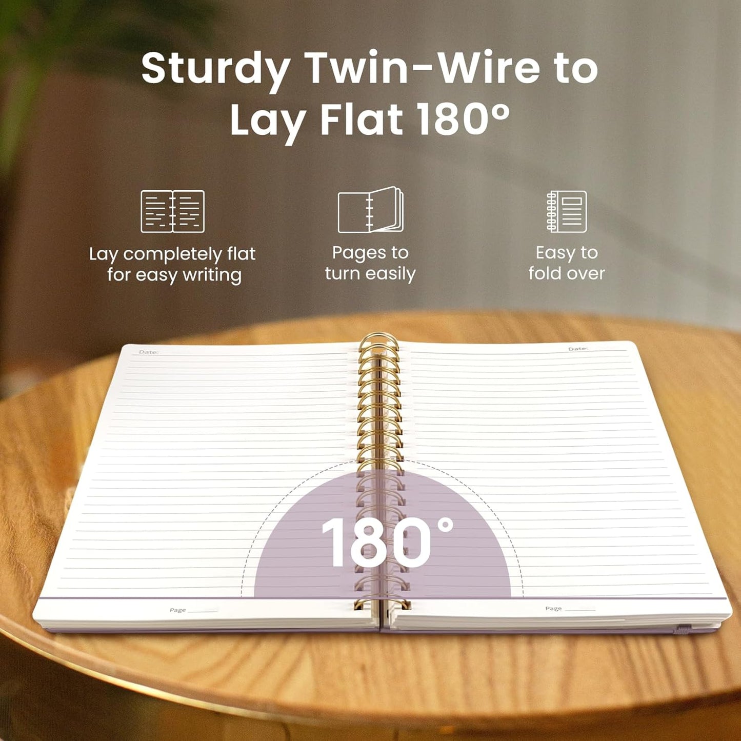 Skiennix Lined Spiral Notebook - 300 Pages Thick B5 (7.1"x10") | College Ruled Hardcover Journal in Purple for Work & School