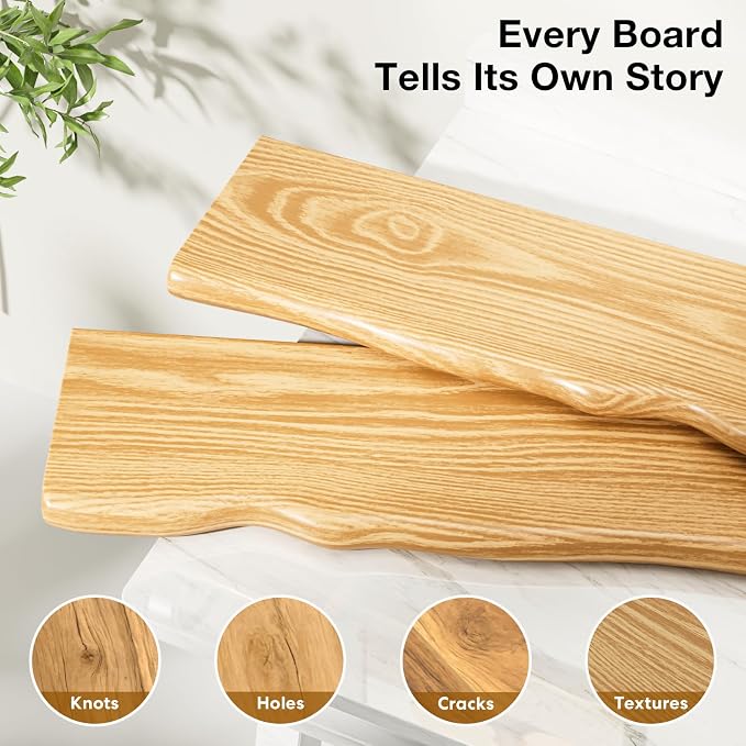 Solid Wood Live Edge Floating Shelves Set of 1 – 55" Rustic Wall Shelf with Hidden Bracket System, Wall Mounted Shelves for Bathroom, Kitchen, Living Room, Bedroom (Natural)