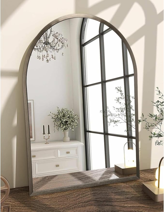 Arch Bathroom Mirror, Metal Frame Wall Mounted Mirror Coffee Vanity Wall Mirror for Bedroom, Entryway, Living Room Vanity 20"x16"