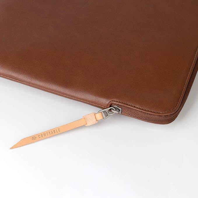 Comfyable Slim Protective Laptop Sleeve Compatible with 13/13.3/14 Inch MacBook Air & MacBook Pro, Mac Travel Case, Laptop Pouch, Slim PU Leather Cover M5/M4/M3/M2/M1 2025-2021, Brown