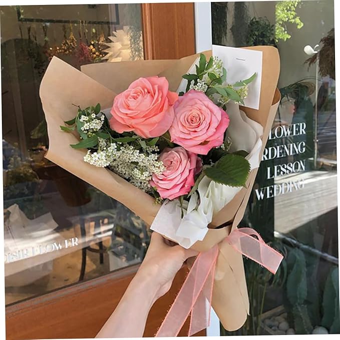 GANAZONO 40 Sheets Kraft Paper Flower Wrapping Paper Bouquet Wrap for Presents and Party Favors Multipurpose Floral Packaging