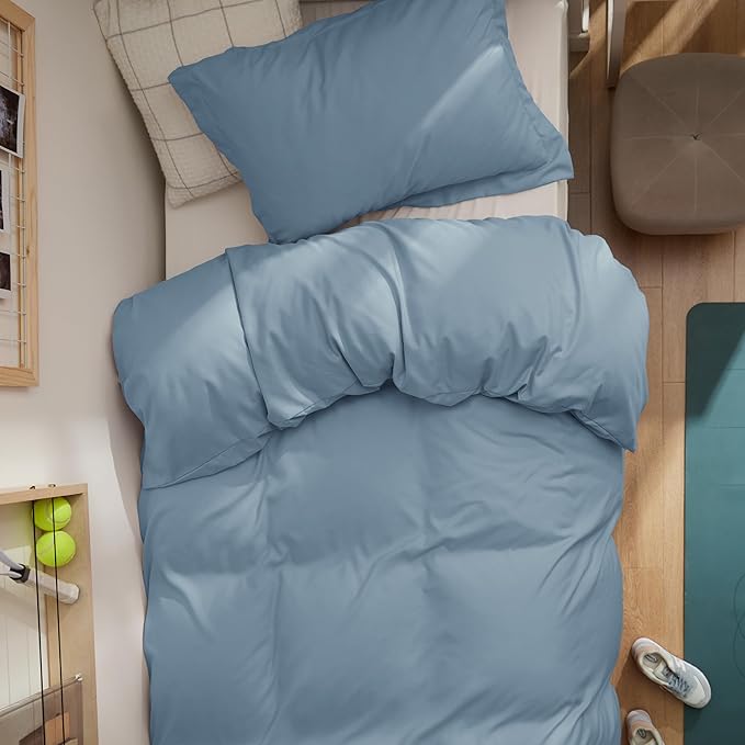 Bedsure Duvet Cover Twin/Twin XL Size - Extra Soft Double Brushed Bedding Set with Zipper Closure, 2 Pieces, Includes 1 Duvet Cover (68"x90") & 1 Pillow Sham, Comforter Not Included, Mineral Blue